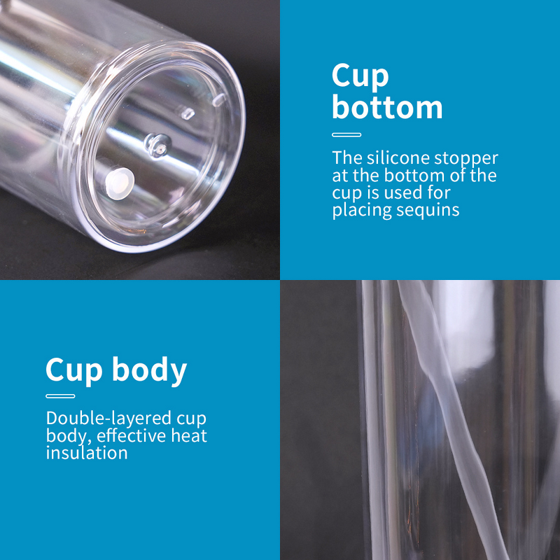 Plastic Beer Snow Globe Tumbler Manufacturer - New Style 40oz Double Wall Reusable Clear with Straw Plug Seal Handle