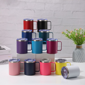 Mini Vacuum Thermos Cup Manufacturer - 14oz Eco-friendly 304 Stainless Steel with Transparent Push Lid Handle Modern