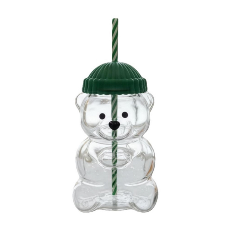Glass Cup Manufacturer - 550ml Modern and Simple Design Holiday Teddy with Beanie Lid Baseball Cap Cover