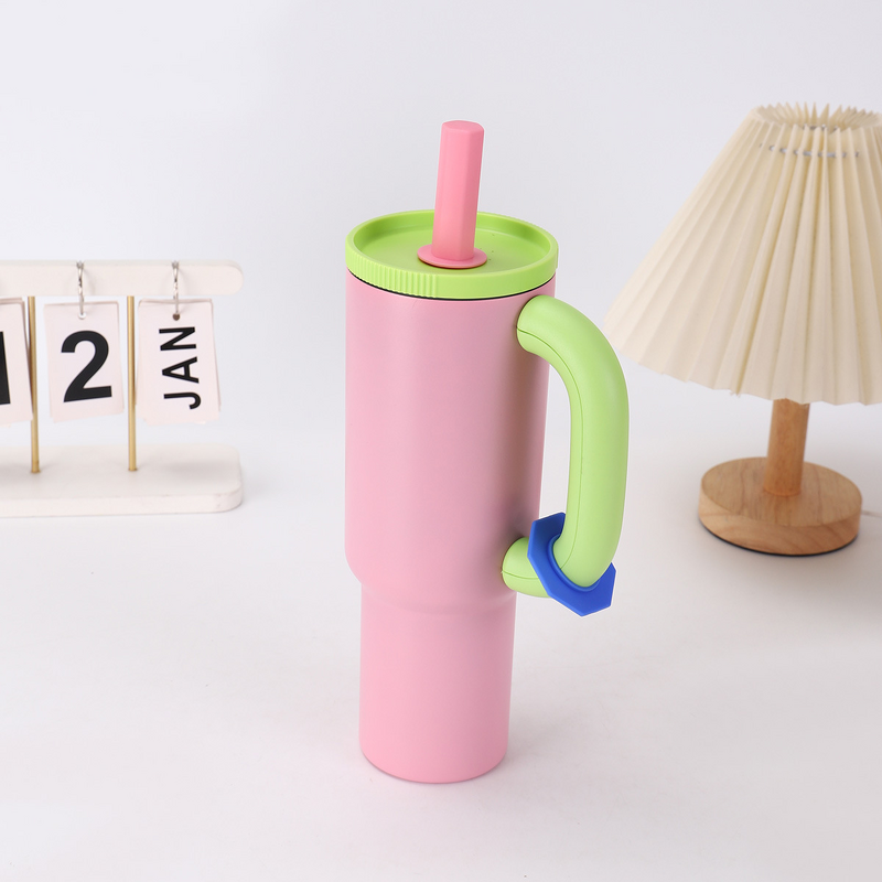 Insulated Travel Cup Manufacturer - JDSR Modern Macaron 40oz Stainless Steel with Straw Customizable Handle Large Capacity