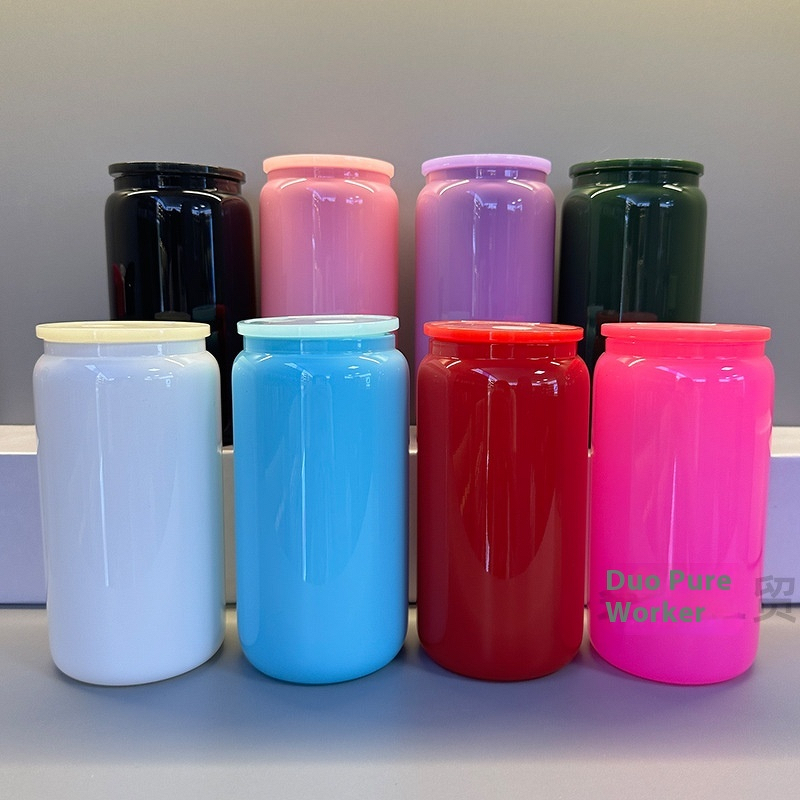 Beer Mug Manufacturer - 16oz Modern Transparent Gradient Eco-Friendly Leak-Proof Dishwasher Safe with PP Straw