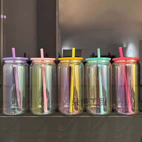 Water Cup Manufacturer - JDSR 16oz Transparent High Borosilicate Glass Eco-friendly with Lid and Straw for Wine