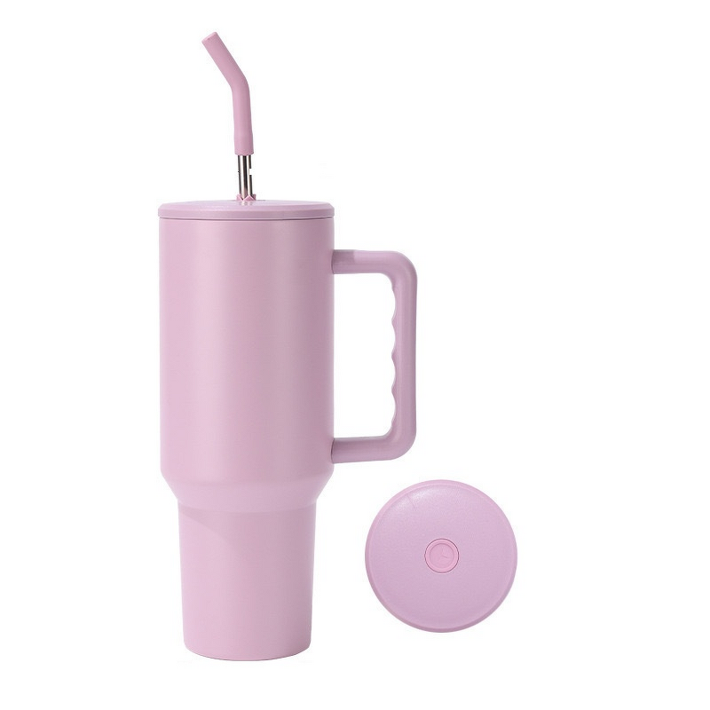 Stainless Steel Tumbler Manufacturer - European American Modern Design 40oz Car Cup Handle Vacuum Insulated with Straw