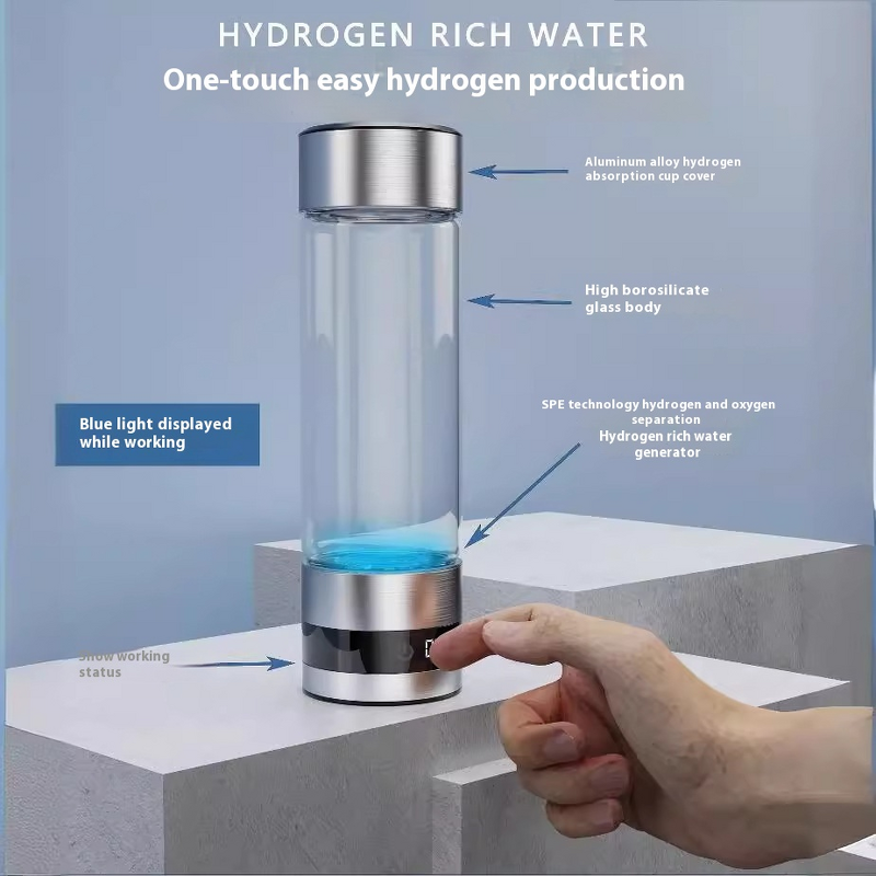 Hydrogen-Rich Water Separator Manufacturer - 460ml Mini Smart Transparent Eco-friendly Glass Travel Mug LED Digital