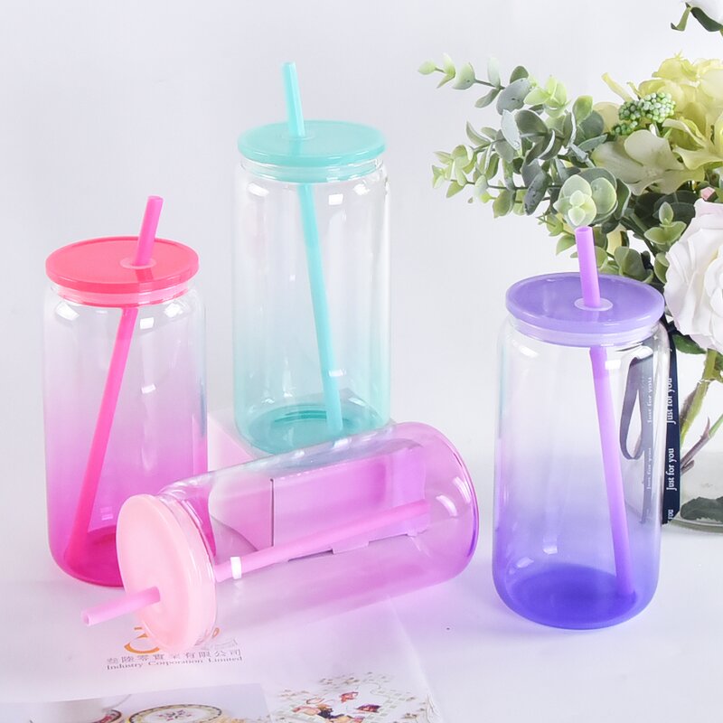 Coffee Mug Manufacturer - JDSR 16oz High Borosilicate Single Layer Thickened Can Shape with Color Cover Sublimation