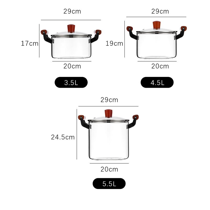 Soup Stock Pot Set Manufacturer - Modern Home Use with Handles Pot Holder 16cm 24cm Tempered Glass Covers for Gas Stove