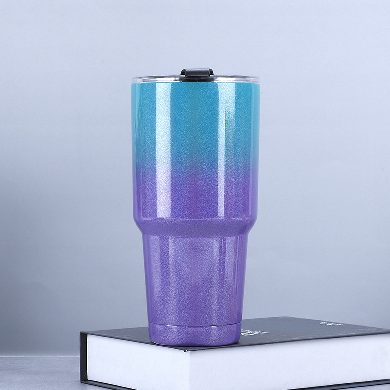 Insulated Cup Manufacturer - Disposable 30oz Large Capacity Stainless Steel Modern Gradient Rainbow Portable for Camping