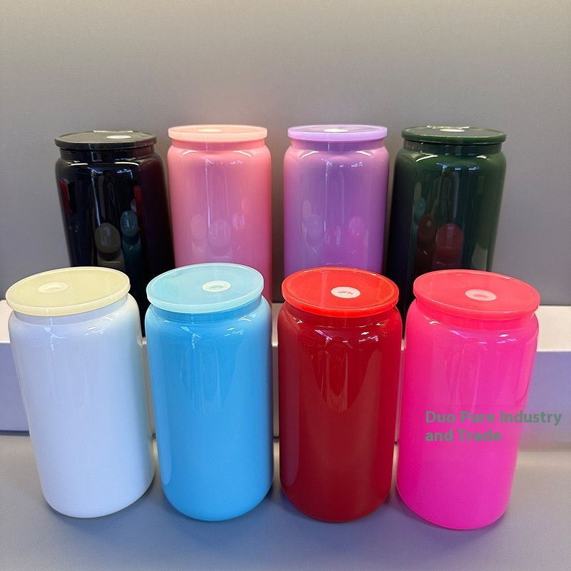 Beer Mug Manufacturer - 16oz Modern Transparent Gradient Eco-Friendly Leak-Proof Dishwasher Safe with PP Straw