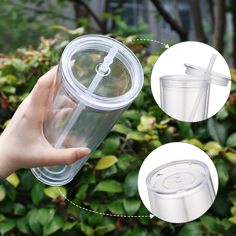 PC Mason Jar Water Cup Manufacturer - Customizable 16oz Double-Layer BPA Free Eco-friendly Dishwasher Safe with Straw