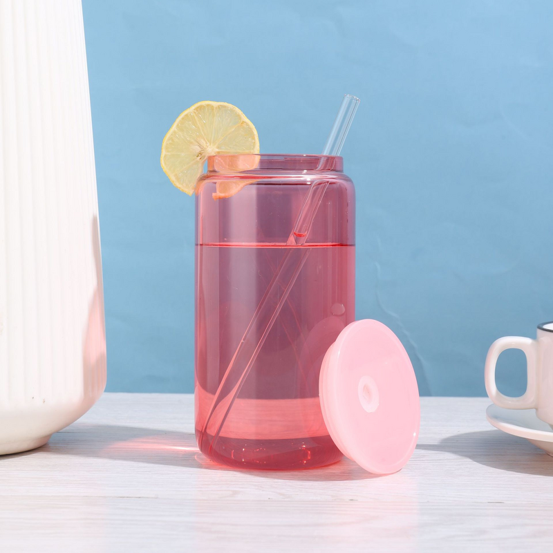 Beer Glass Manufacturer - USA Stock 16oz Frosted Single Wall American Style Leak-Proof Reusable Pre-Drilled PP Lid