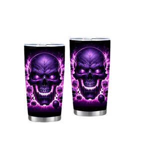 Insulated Stainless Steel Tumbler Manufacturer - Large 3D Printed 20oz Purple Flame Model Creative Double-Layer Travel