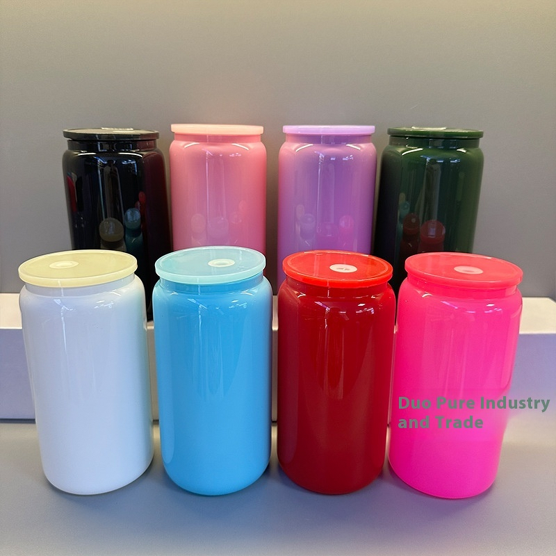 Beer Mug Manufacturer - 16oz Modern Transparent Gradient Eco-Friendly Leak-Proof Dishwasher Safe with PP Straw