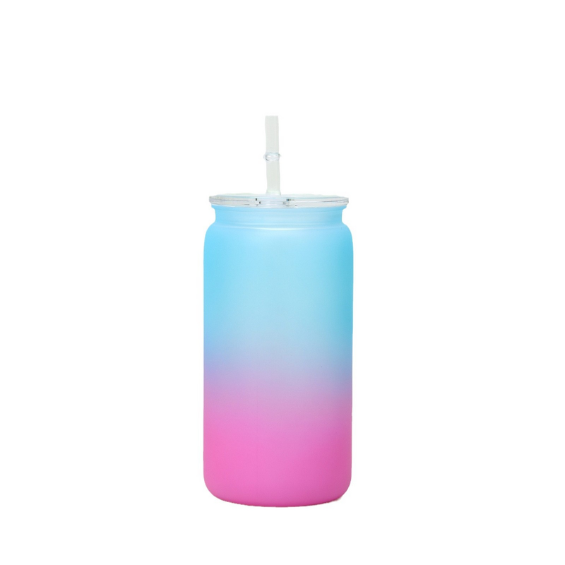 Transparent Cup Manufacturer - 16oz High-Temperature Resistant Gradient Straw Portable Outdoor for Quilt Car-Mounted