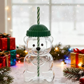 Glass Cup Manufacturer - 550ml Modern and Simple Design Holiday Teddy with Beanie Lid Baseball Cap Cover