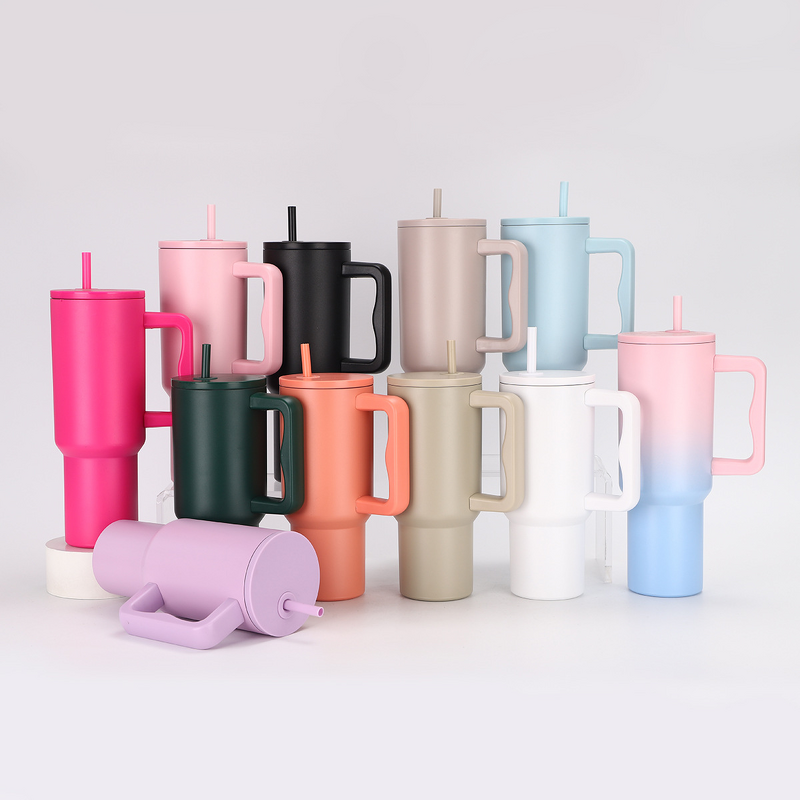Vacuum Insulated Travel Mug Manufacturer - 14oz 350ml 304 Stainless Steel Modern Large Capacity with Handle Straw