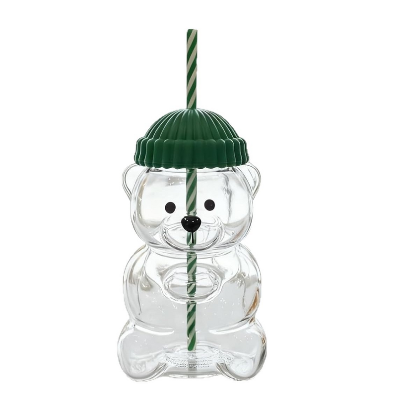 Glass Cup Manufacturer - 550ml Cute Bear-Shaped Clear with Lid Straw Portable Barista Design for Cold Drinks