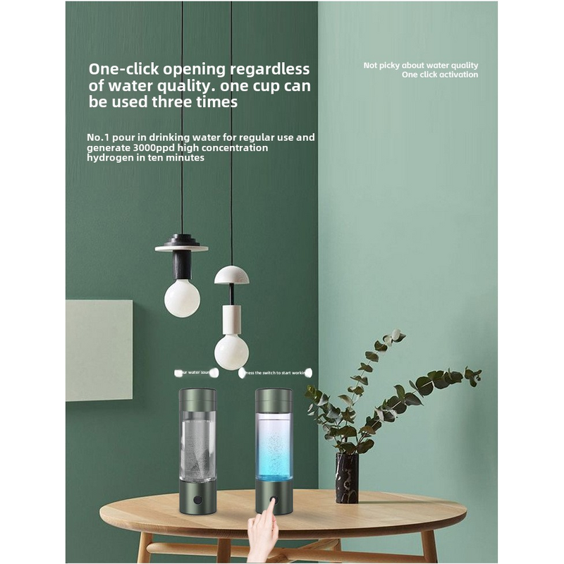 Hydrogen Water Cup Manufacturer - 290ml Transparent Glass Battery Powered Smart Mini Eco-friendly Three-in-One