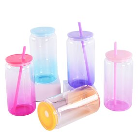 Coffee Mug Manufacturer - 16oz High Borosilicate Single Layer Thickened Can Shape with Color Cover Sublimation