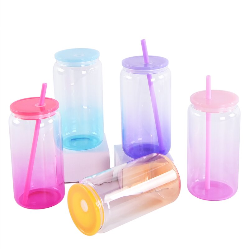 Coffee Mug Manufacturer - 16oz High Borosilicate Single Layer Thickened Can Shape with Color Cover Sublimation