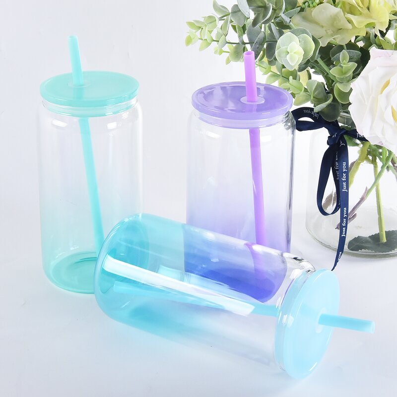 Coffee Mug Manufacturer - JDSR 16oz High Borosilicate Single Layer Thickened Can Shape with Color Cover Sublimation