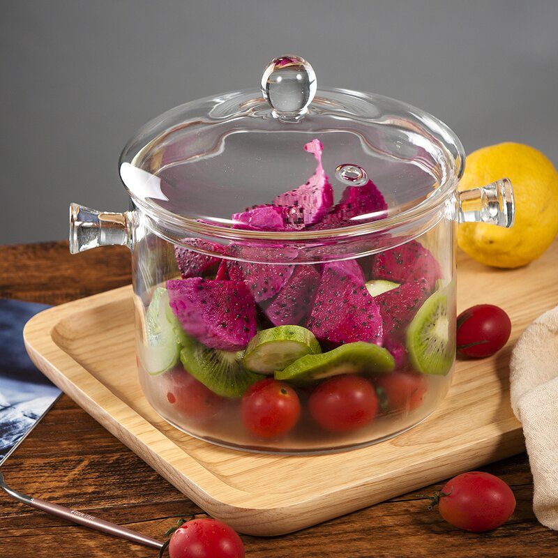 Glass Soup Pot Manufacturer - Cooking Pot Paper Box Modern Hot Pot Set Transparent Large Capacity with Glass Lid