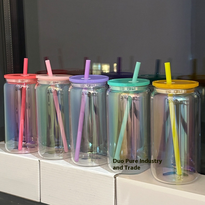 Water Cup Manufacturer - JDSR 16oz Transparent High Borosilicate Glass Eco-friendly with Lid and Straw for Wine