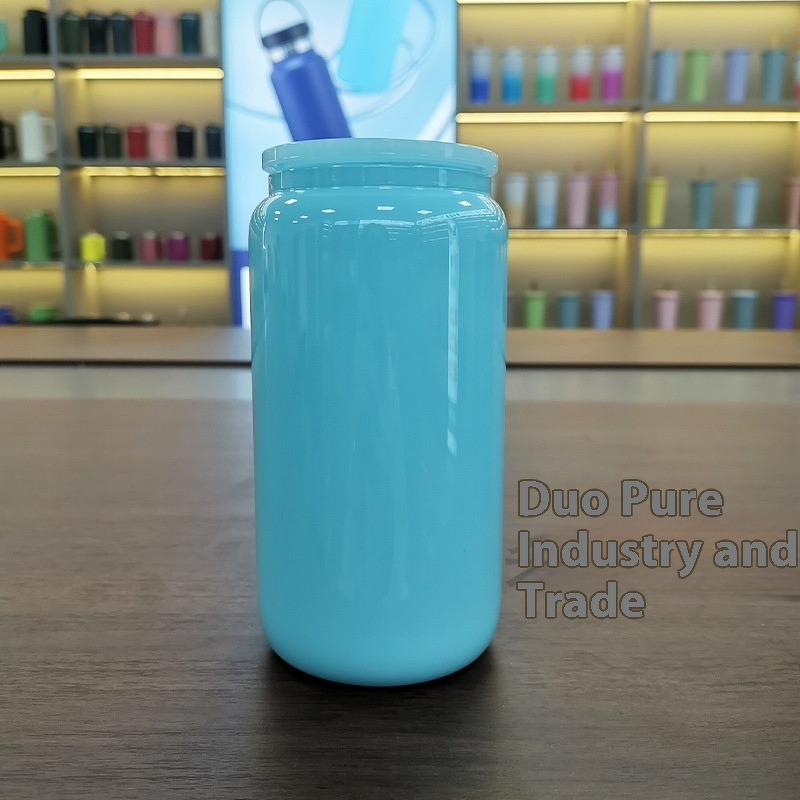 Beer Mug Manufacturer - 16oz Modern Transparent Gradient Eco-Friendly Leak-Proof Dishwasher Safe with PP Straw