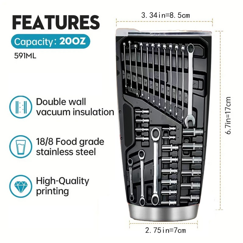 Insulated Tumbler Manufacturer - 20oz 304 Stainless Steel Double-Layer Vacuum Car Cup with Printed Design Portable