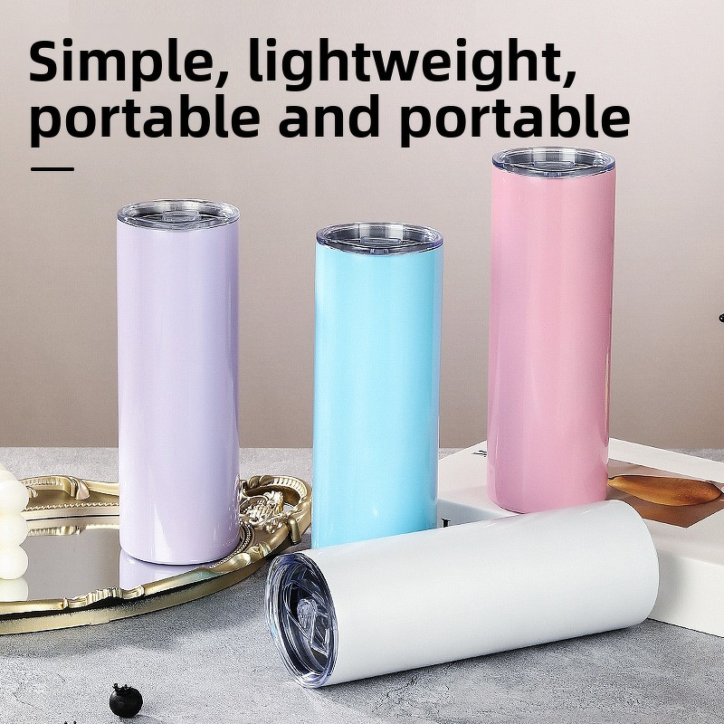 Bluetooth Speaker Tumbler Manufacturer - White 20 oz DIY Straight Double Wall Vacuum Stainless Steel Mini USB Charging