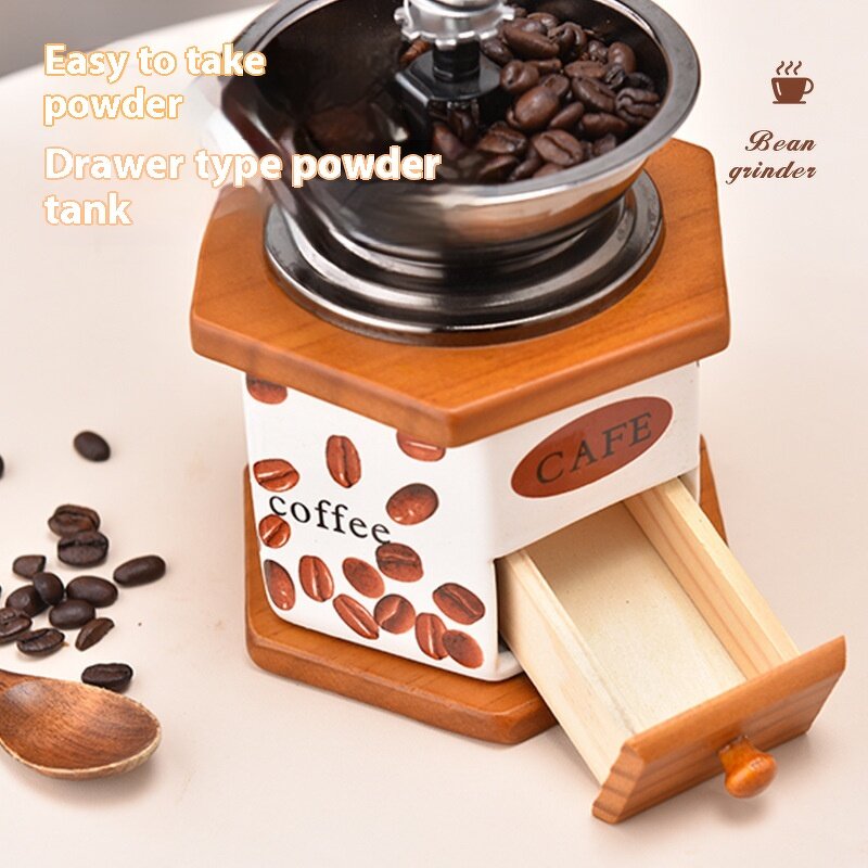 Manual Coffee Grinder Manufacturer - JDSR Handcrafted Eco-friendly Retro Mini Wood Grain Design Vintage Conical Burr
