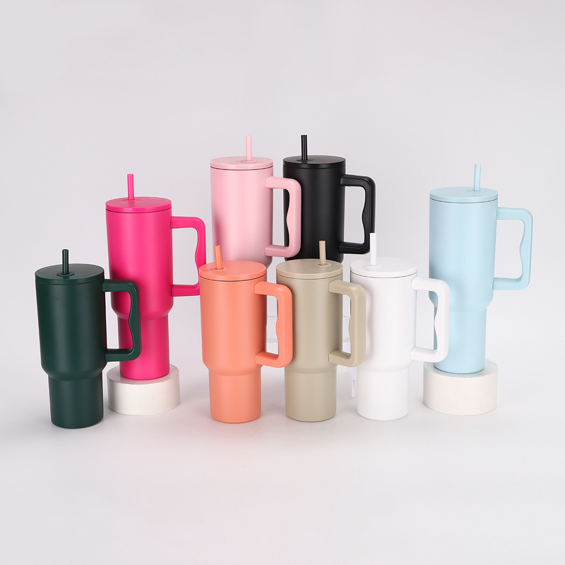 Vacuum Insulated Travel Mug Manufacturer - 14oz 350ml 304 Stainless Steel Modern Large Capacity with Handle Straw