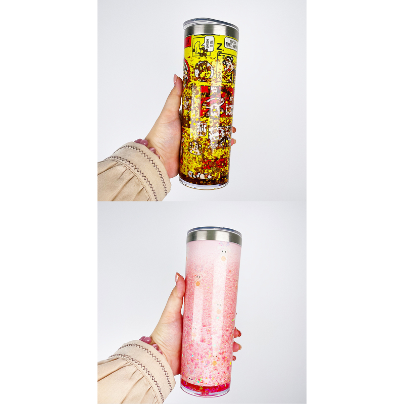 Vacuum Sublimation Tumbler Manufacturer - Hot Sale 20oz Stainless Steel Straight Glitter Modern Design Snowglobe with Lid