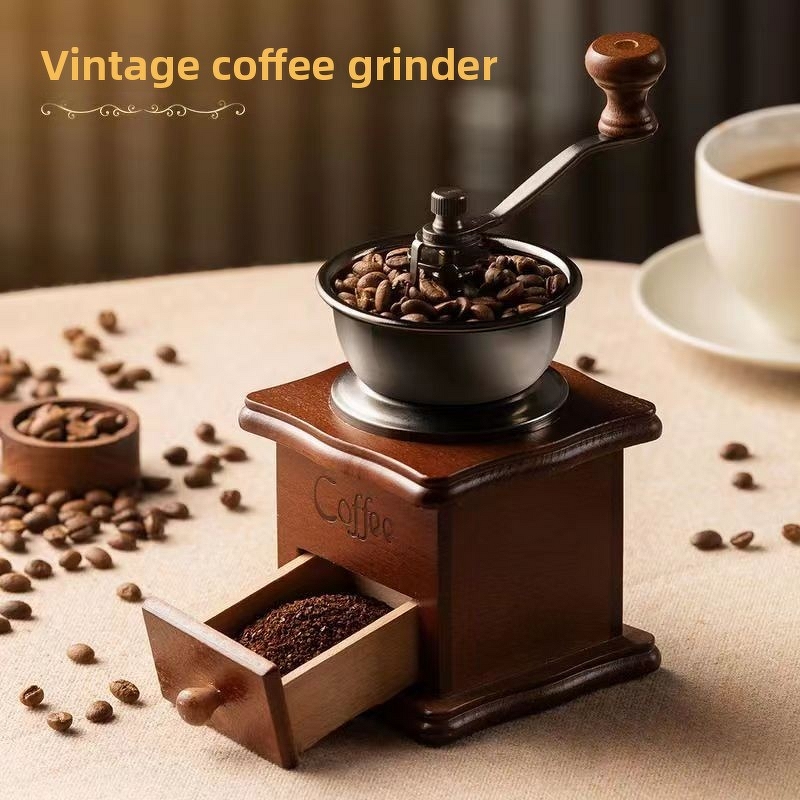 Manual Coffee Grinder Manufacturer - Small Retro Stainless Steel Conical Burr Eco-friendly Household Kitchen Hand-Crank