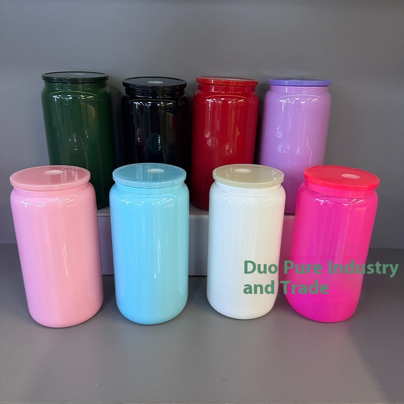 Beer Mug Manufacturer - 16oz Modern Transparent Gradient Eco-Friendly Leak-Proof Dishwasher Safe with PP Straw