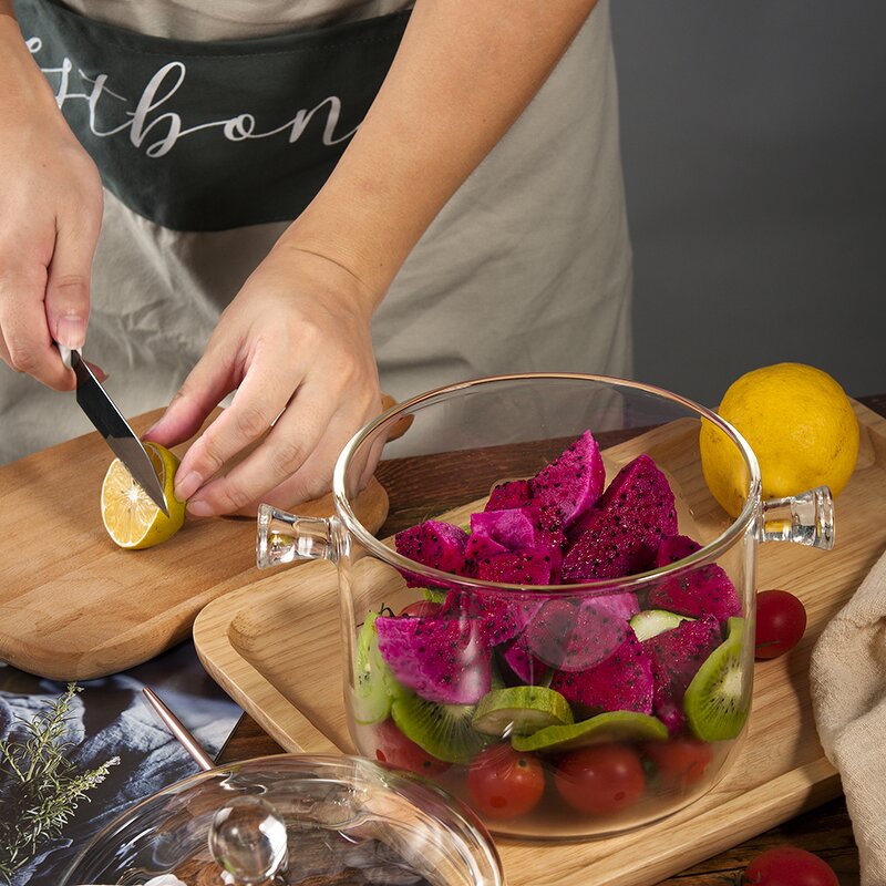 Glass Soup Pot Manufacturer - Cooking Pot Paper Box Modern Hot Pot Set Transparent Large Capacity with Glass Lid