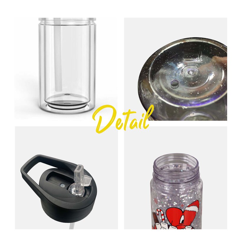 Plastic Snow Globe Cups Manufacturer - USA Stock 12oz 10oz PE Paper Box Classic Clear with Lid Acrylic Double Wall