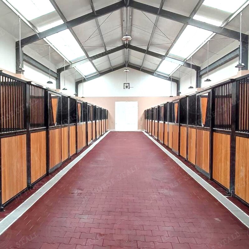Horse Stable Manufacturer - 12 JH Permanent Bamboo Equestrian Barns with Hay Feeders