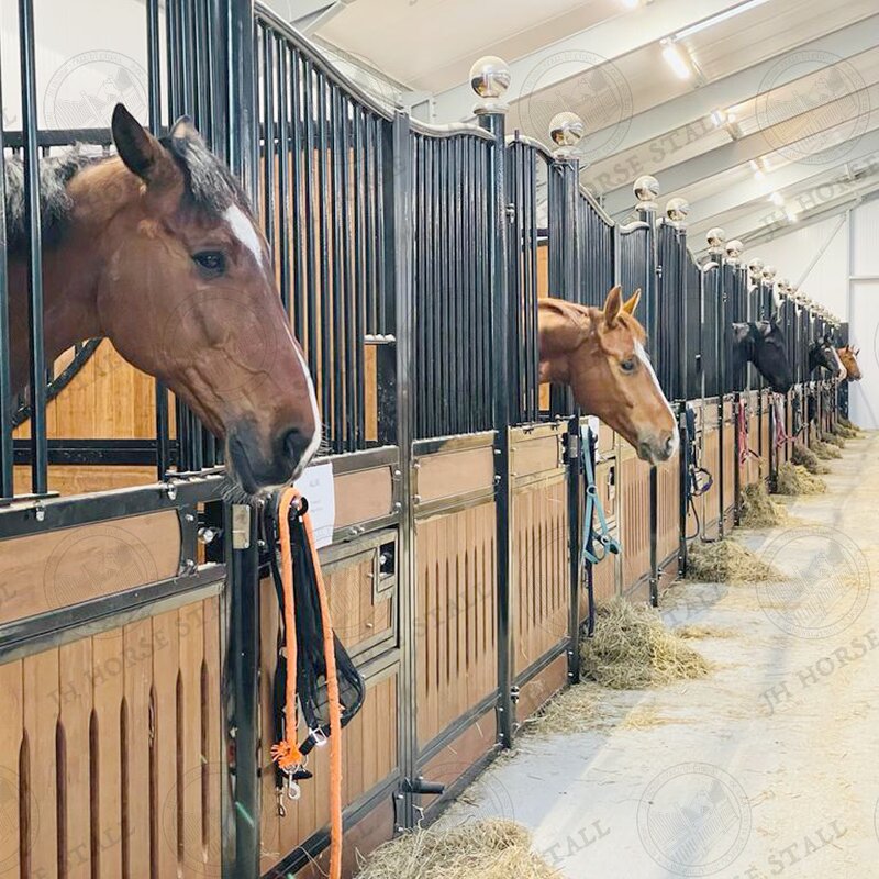 Horse Stable Manufacturer - 12 JH Permanent Bamboo Equestrian Barns with Hay Feeders