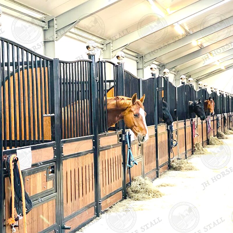 Horse Stable Manufacturer - 12 JH Permanent Bamboo Equestrian Barns with Hay Feeders