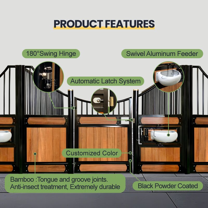 Horse Stable Front Panels Manufacturer - 12ft European Style Bamboo Filling Stall Doors