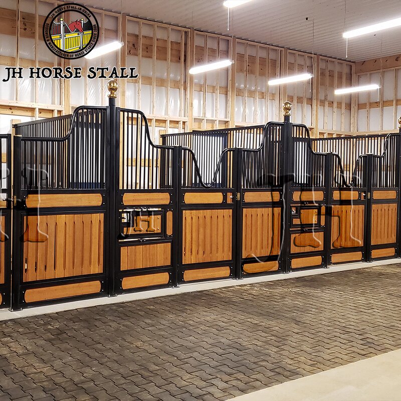Horse Stable Barn Manufacturer - Outdoor Bamboo Covered Fronts Portable with Sliding Door