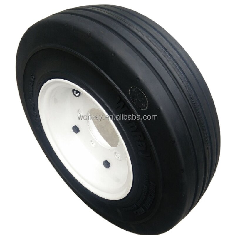 Solid Tire Manufacturer - 4.00-8 White with Split Wheel Rims 3.75-8 5 Bolt Holes
