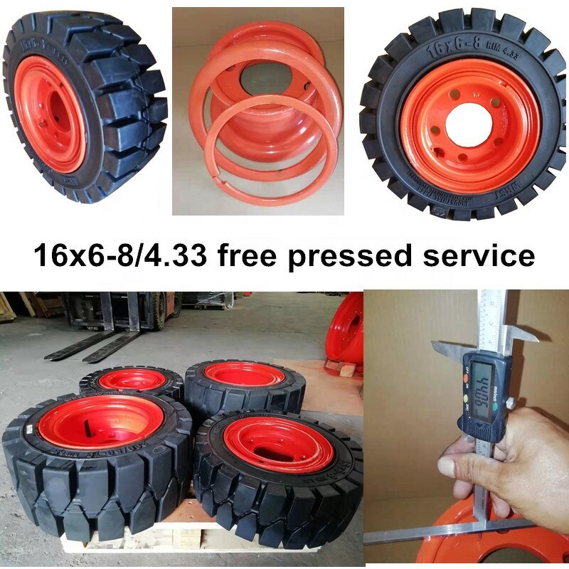 Solid Forklift Tire Manufacturer - 16x6-8 Flat Proof Black or White with Rims