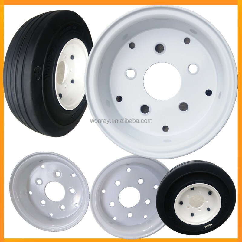 Solid Tire Manufacturer - 4.00-8 White with Split Wheel Rims 3.75-8 5 Bolt Holes