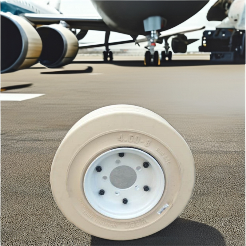 Airport GSE Luggage Trailer Manufacturer - 4.00-8 Solid Tire with Twin-disk 5-studs Rim