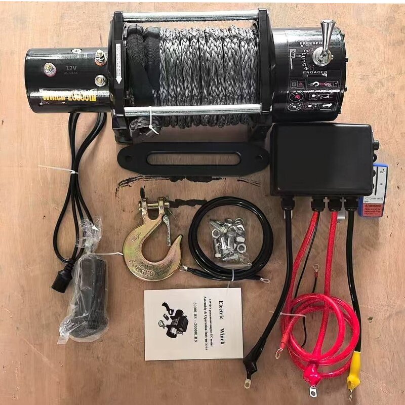 Electric Winch Manufacturer - 12V 2000lb to 12000lbs with Synthetic Rope 20000lb Clutch