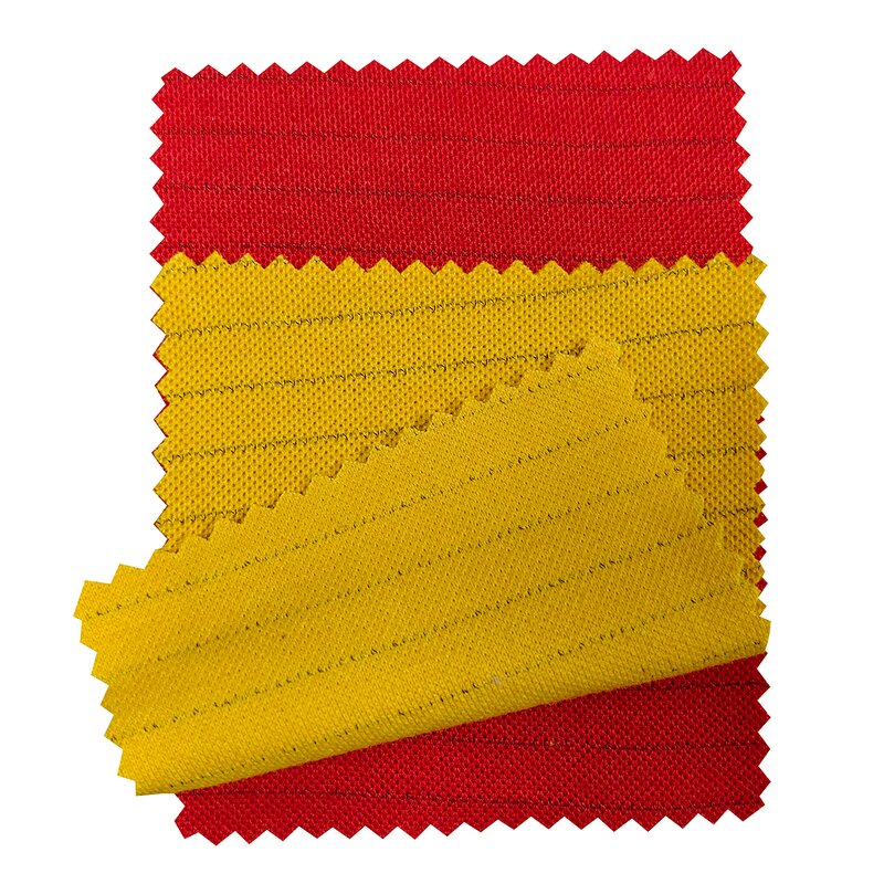 ESD Antistatic Fabric Manufacturer - RED YELLOW 260GSM CVC Knitted for ESD POLO Shirt
