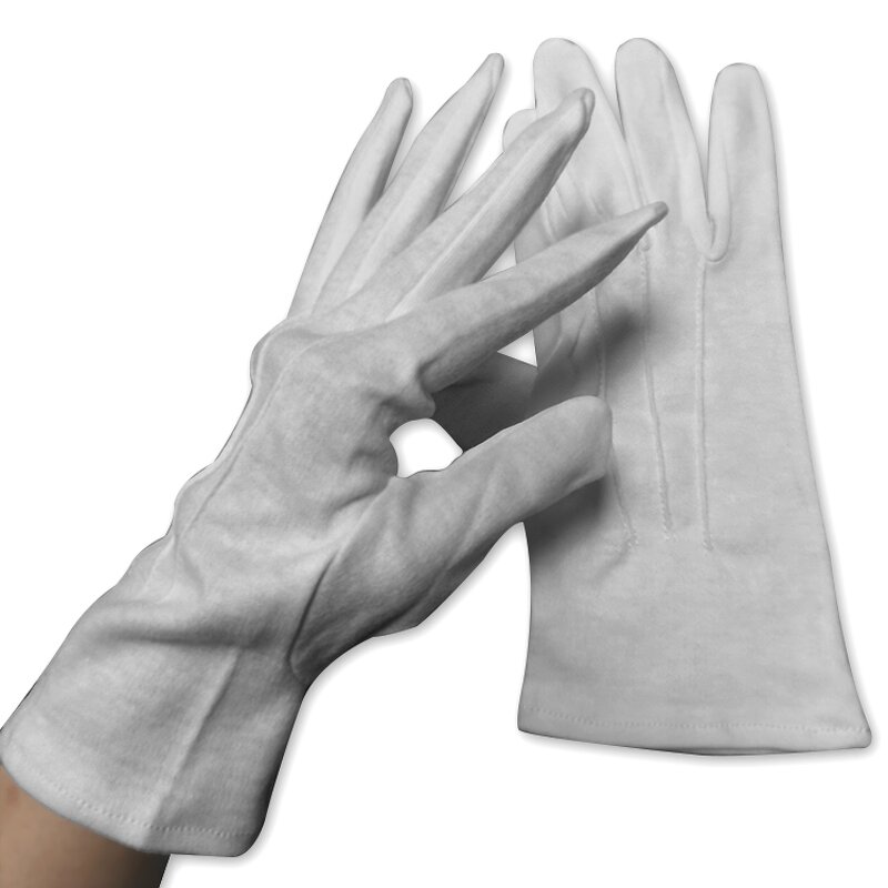 Cotton Gloves Manufacturer - High Quality Wrist Button Adjustable Safety White