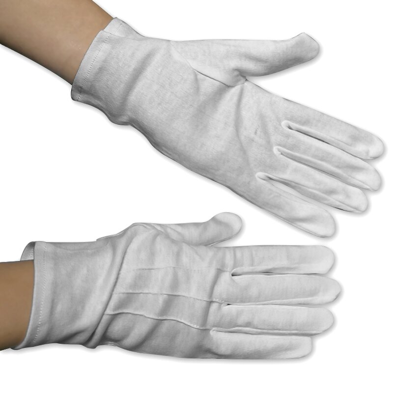 Cotton Gloves Manufacturer - High Quality Wrist Button Adjustable Safety White