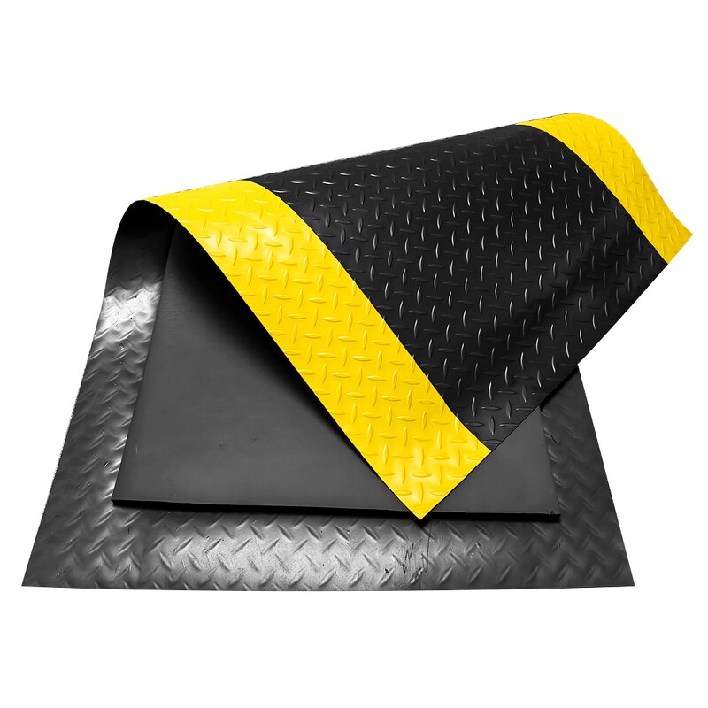 ESD Anti-fatigue Mat Manufacturer - Two Layers PVC + Foam Black Yellow